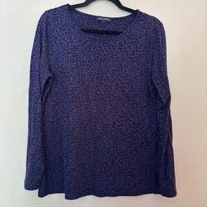 Women’s Mario Serrani Italy Purple Leopard Long Sleeve Top – Size M
